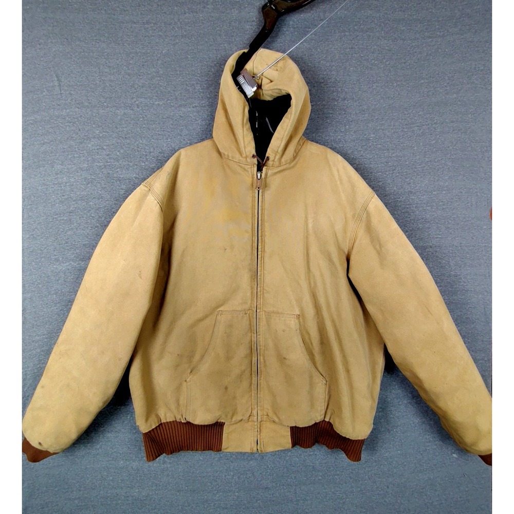 Carhartt Mens Jacket 2XL Tall J04 Tan Canvas Quilt Lined USA Grunge Workwear 90s